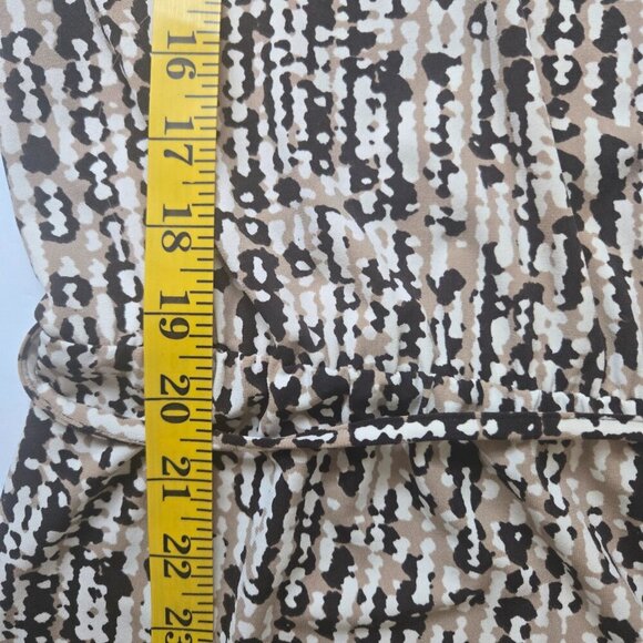 Ellen Tracy Black and Tan Sleeveless Tie Waist Geometrical Midi Dress Large - Picture 13 of 14